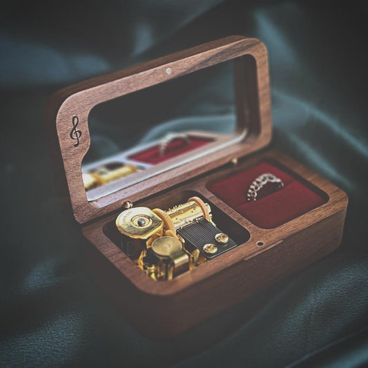 Ava personalized music box with wedding ring pillow by Donuma